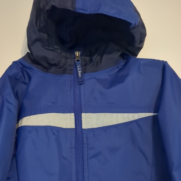 L.L. Bean Jacket Kids Size 8 Blue Hooded Pockets Preppy Logo Outdoor Windbreaker - Picture 2 of 10